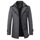 Mens Wool Blend Overcoat Thick Warm Long Length Removable Collar Winter Outerwear