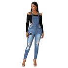 Fashionable Womens Denim Overalls with Ripped Design Slim Fit Casual Style Available in Multiple Sizes Wholesale