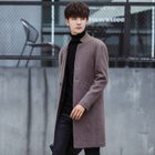 Mens Wool Overcoat Slim Fit Mid Length Stand Collar Casual Jacket Autumn Winter Collection