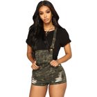 Womens Camouflage Denim Overalls Summer Casual Style Distressed Short Length Available in Plus Sizes Wholesale