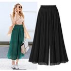 Wide Leg Chiffon Pants for Women Comfortable Loose Fit with Elastic Waist Summer Casual Wear