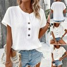 Summer Womens Fashion T Shirt Solid Color Button Detail Short Sleeve Casual Wear for Everyday Wholesale Availabl