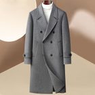 Mens Wool Overcoat Double Breasted Long Design Casual Fit Available in Black Gray and Gray Coffee Wholesale