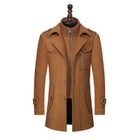 Mens Business Overcoat Stylish Double Collar Wool Blend Available in Khaki Black Gray Navy Wholesale Ready to Ship