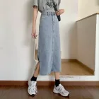 Vintage High Waisted Midi Denim Skirt Slim Fit Side Slit Casual Style Perfect for Spring and Summer Wholesale