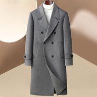 Mens Wool Overcoat Double Breasted Long Design Casual Fit Available in Black Gray and Gray Coffee Wholesale