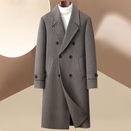 Mens Wool Overcoat Double Breasted Long Design Casual Fit Available in Black Gray and Gray Coffee Wholesale