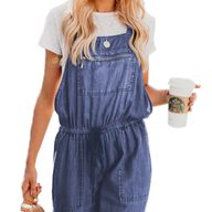 Plus Size Womens Denim Overalls Loose Fit Adjustable Waist Spring Summer Casual Wear