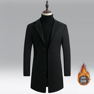 Mens Wool Blend Overcoat Slim Fit Mid Length Warm Lined Available in Dark Gray Light Gray Navy Blue Khaki Wholesale