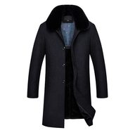 Mens Wool Overcoat Mid Length Large Size Winter Outerwear for Seniors custom packaging