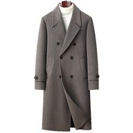 Mens Wool Overcoat Double Breasted Long Design Casual Fit Available in Black Gray and Gray Coffee Wholesale