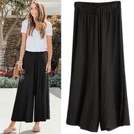 Plus Size Loose Fit Wide Leg Pants Lightweight Cotton Linen Blend Casual Summer Wear