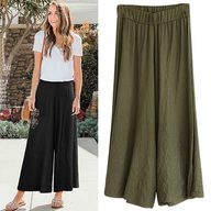 Plus Size Loose Fit Wide Leg Pants Lightweight Cotton Linen Blend Casual Summer Wear