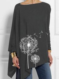 Plus Size Dandelion Print T Shirt Simple Design Comfortable Fabric Casual Style Available for Wholesale