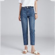 High Waist Distressed Straight Leg Jeans for Women Casual Loose Fit Spring Autumn Wear