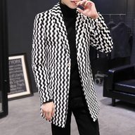 Mens Slim Fit Plaid Overcoat Faux Fur Fabric Stylish Winter Outerwear customizable