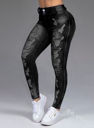 Womens Ripped Skinny Jeans Stretch Fabric Slim Fit Casual Wear Available in Multiple Sizes custom packaging