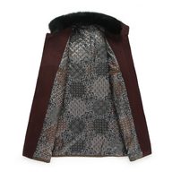 Mens Wool Blend Overcoat Warm Lined with Fur Collar Casual Business Style custom packaging