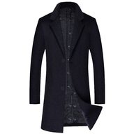 Mens Overcoat Mid Length Wool Blend Trench Coat Business Casual Style Available in Multiple Sizes Wholesale