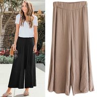 Plus Size Loose Fit Wide Leg Pants Lightweight Cotton Linen Blend Casual Summer Wear