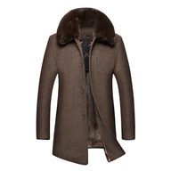 Mens Long Woolen Overcoat Warm Lined Fabric Winter Outerwear custom packaging