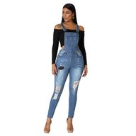 Fashionable Womens Denim Overalls with Ripped Design Slim Fit Casual Style Available in Multiple Sizes Wholesale