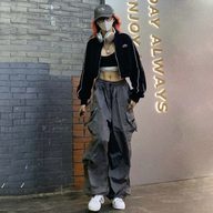 Casual Wide Leg Cargo Pants for Women Vintage Street Style Loose Fit Comfortable Fabric