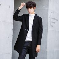 Mens Wool Blend Overcoat Slim Fit Mid Length Jacket Casual Style for Autumn Winter