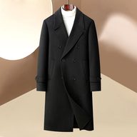 Mens Wool Overcoat Double Breasted Long Design Casual Fit Available in Black Gray and Gray Coffee Wholesale