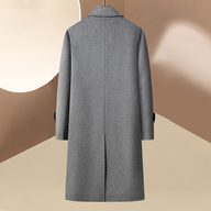 Mens Wool Overcoat Double Breasted Long Design Casual Fit Available in Black Gray and Gray Coffee Wholesale