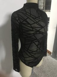 High Neck Long Sleeve Geometric Stretch Bodysuit for Women Casual Fit Spring Season