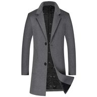 Mens Overcoat Mid Length Wool Blend Trench Coat Business Casual Style Available in Multiple Sizes Wholesale