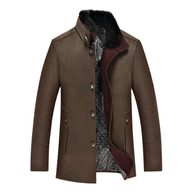 Mens Wool Blend Overcoat Warm Lined with Fur Collar Casual Business Style custom packaging