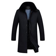 Mens Wool Overcoat Mid Length Large Size Winter Outerwear for Seniors custom packaging