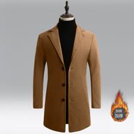 Mens Wool Blend Overcoat Slim Fit Mid Length Warm Lined Available in Dark Gray Light Gray Navy Blue Khaki Wholesale