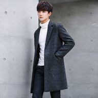 Mens Wool Blend Overcoat Slim Fit Mid Length Jacket Casual Style for Autumn Winter