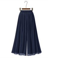 Wide Leg Chiffon Pants for Women Comfortable Loose Fit with Elastic Waist Summer Casual Wear