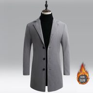 Mens Wool Blend Overcoat Slim Fit Mid Length Warm Lined Available in Dark Gray Light Gray Navy Blue Khaki Wholesale