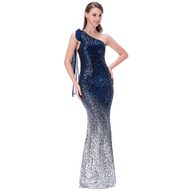 Evening Dress for Women One Shoulder Sequin Long Gown Summer Party or Ball