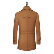 Mens Business Overcoat Stylish Double Collar Wool Blend Available in Khaki Black Gray Navy Wholesale Ready to Ship