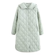 Hooded Longline Quilted Cotton Coat for Women Loose Fit Warm Winter Jacket Casual Everyday Wear
