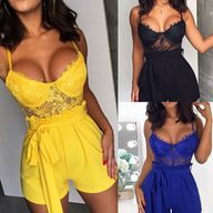 Lace Summer Jumpsuit for Women Sleeveless V Neck Design with Belt Casual Chic Style