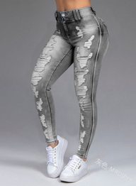 Womens Ripped Skinny Jeans Stretch Fabric Slim Fit Casual Wear Available in Multiple Sizes custom packaging