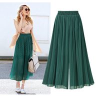 Wide Leg Chiffon Pants for Women Comfortable Loose Fit with Elastic Waist Summer Casual Wear