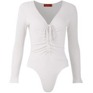 Deep V Neck Drawstring Triangle Jumpsuit Solid Color Knitted Stretch Fabric Slim Fit for Casual Wear
