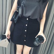 High Waist A Line Denim Skirt for Women Slim Fit with Dual Pockets Casual Summer Style
