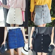 High Waist A Line Denim Skirt for Women Slim Fit with Dual Pockets Casual Summer Style