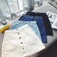 High Waist A Line Denim Skirt for Women Slim Fit with Dual Pockets Casual Summer Style
