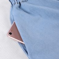 High Waist Denim Skirt for Women A Line Silhouette Elastic Waist Mid Length Casual Style Available in Multiple Sizes