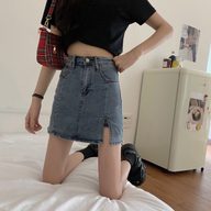 High Waist Denim Skirt Elastic Fit A Line Design Summer Casual Wear private label